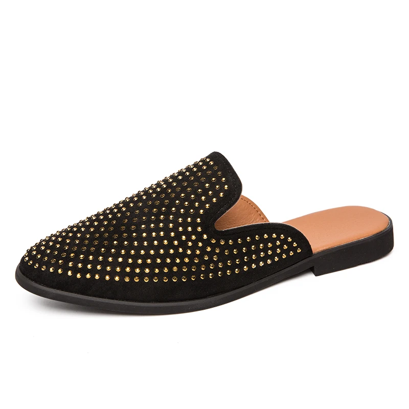 Men Sandals New summer slippers men half shoe PU Leather beach sandals causal lazy slip-on men slides flip flops Moccasins