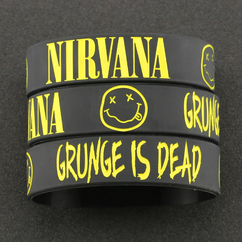 Браслет Nirvana с принтом Курта Дональда Кобейна рок группы силиконовый браслет в