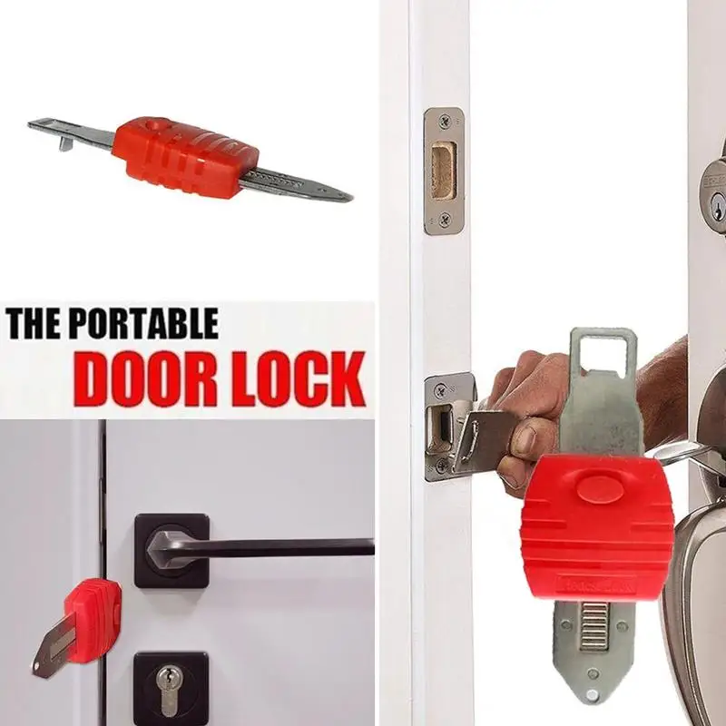 

1PCS Red Portable Door Lock Portable Travel Door Holder Stainless Steel Apartment Door Door Security for Hotels Dorms Bathrooms