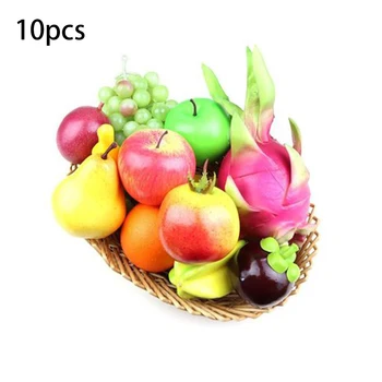 

10Pcs Set Artificial Fruit Variety Artificial Fruits Plastic Fake Fruit Kitchen Table DIY Home Decoration
