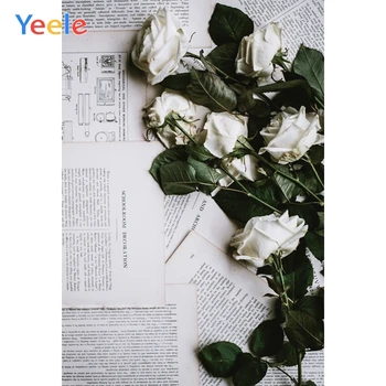

Yeele Old Newspapers Bloom White Rose Flowers Photo Backgrounds Vintage Party Food Pattern Photography Backdrops Photo Studio