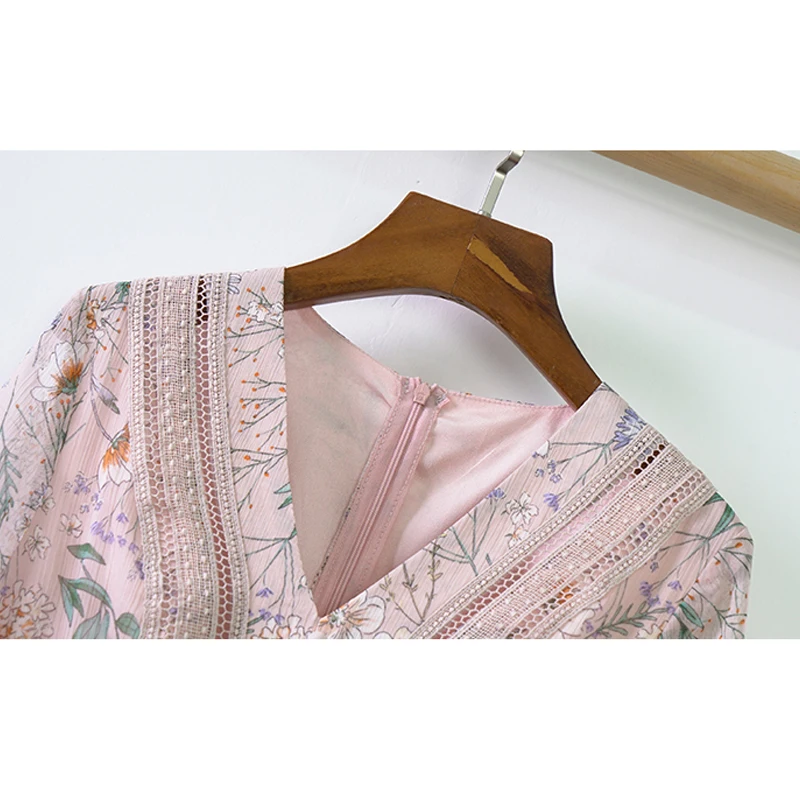 VERDEJULIAY подиумное розовое длинное платье летнее праздничное пляжное платье с коротким рукавом Кружевное многослойное Каскадное платье с оборками для женщин