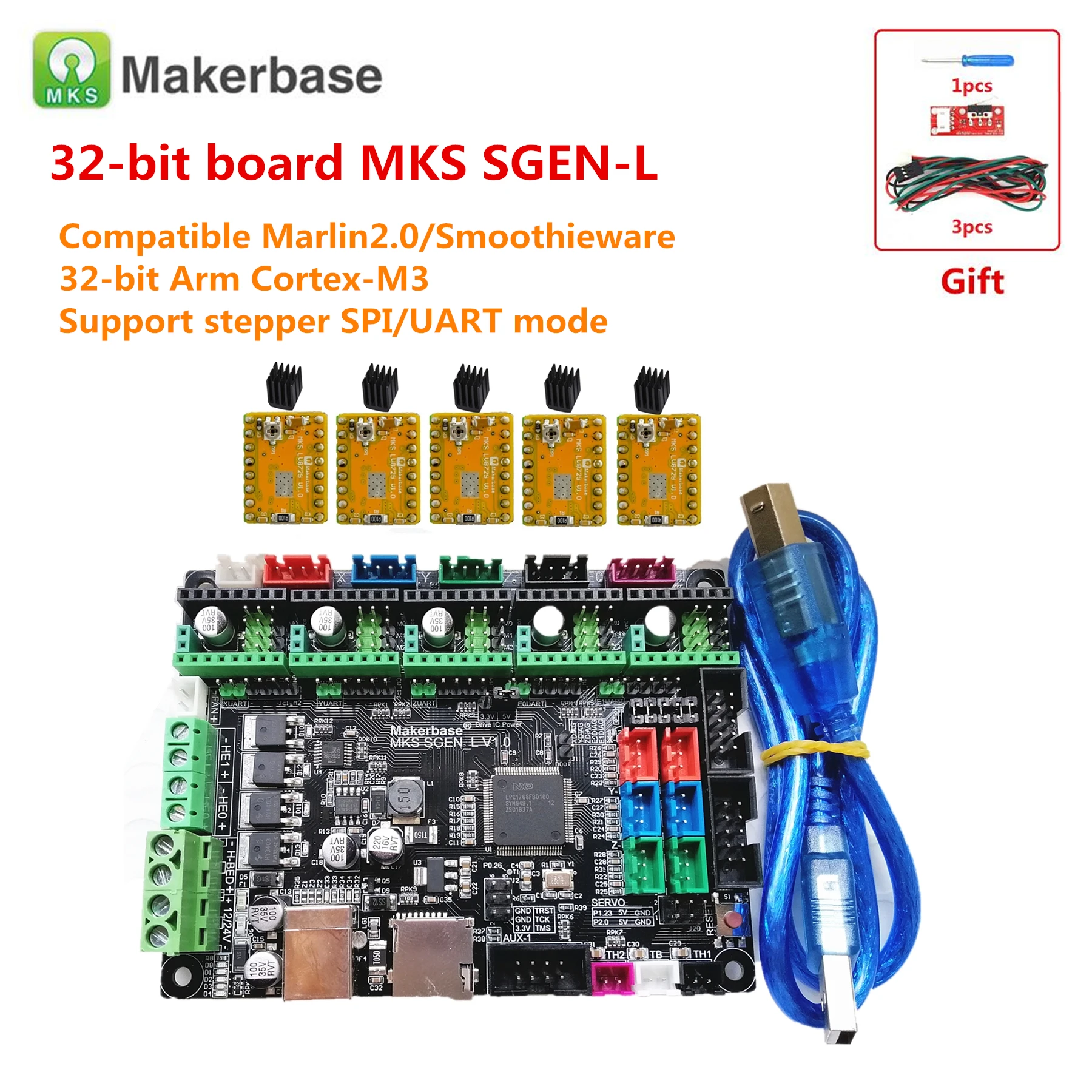 3d принтер обновление материнская плата MKS SGEN_L панель управления 32 бит Arm Cortex-M3+ шаговый Драйвер запчасти похожие BIGTREETECH SKR V1.3