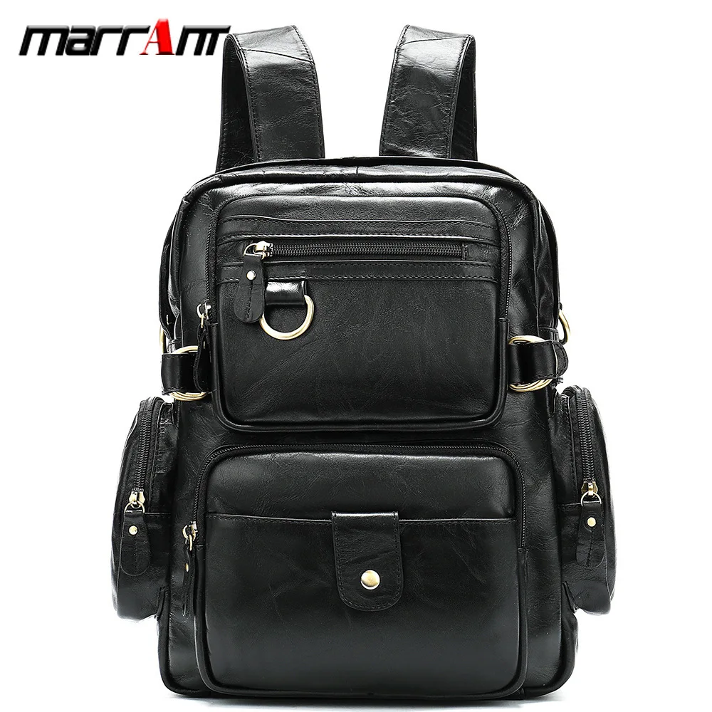 

Business Trend Men And Women Schoolbag More Function Diagonal Span Bag Big Capacity Genuine Leather Square Shoulders Backpack