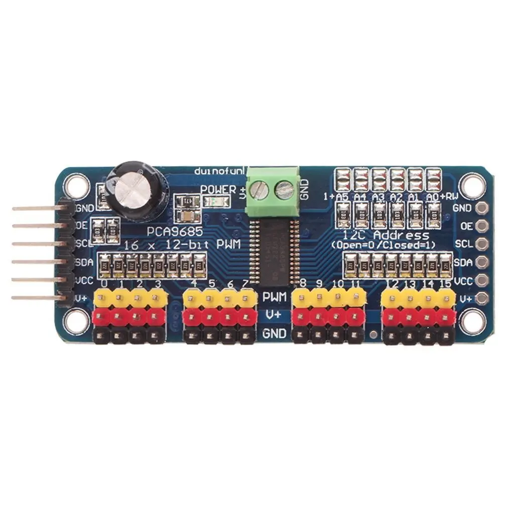 PCA9685 16-канальный 12-битная ШИМ водитель серводвигателя I2C модуль для Arduino