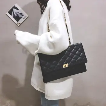 

New Fashion Clutch Women Black White Chain Shoulder Bag Softbag Evening Bag Leather Shoulder Evening Bag Ladies Hand Bag