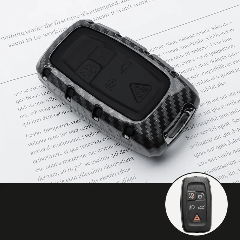 Чехол для ключей из углеродного волокна ABS для Land Rover LR4 LR2 Discovery Rang Rover Sport Evoque, 5 кнопок, умный пульт дистанционного управления, брелок
