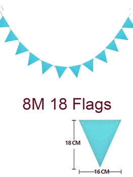 

8M 18 Flags sky blue white Boy's Bedroom Pennants Bunting Banner Wedding/Children party Holiday Flag Garland Decoration Supplies