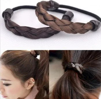 

DHL 1000pcs Fashion Braided Hair Band For Women Pigtail Type Rubber Bands Korean Style Headwear Hair Extension Ponytail Holder