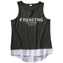 Мужской жилет из чистого хлопка свободное облегание Европа и Америка длинные спортивные футболки Базовая эластичность топы для подростков лето