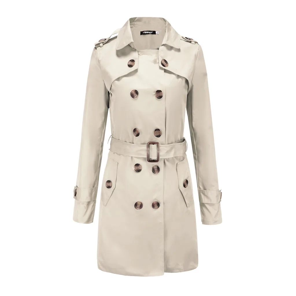 CHAMSGEND Brand Plus Size Trench Coat Women's Double Breasted Warm Windbreaker Causal Long Lady Trench Coat Long Trench Coat - Цвет: Хаки