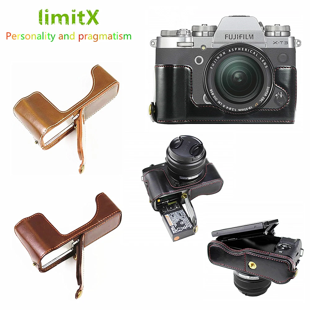 Retro Pu Leather Camera Bag Half Body Case For Fujifilm XS10 XE4 XE3 XT4 XT3 XT2 XT200 XT100 XT30 XT20 XT10 X100V X-PRO 2 black camera bag