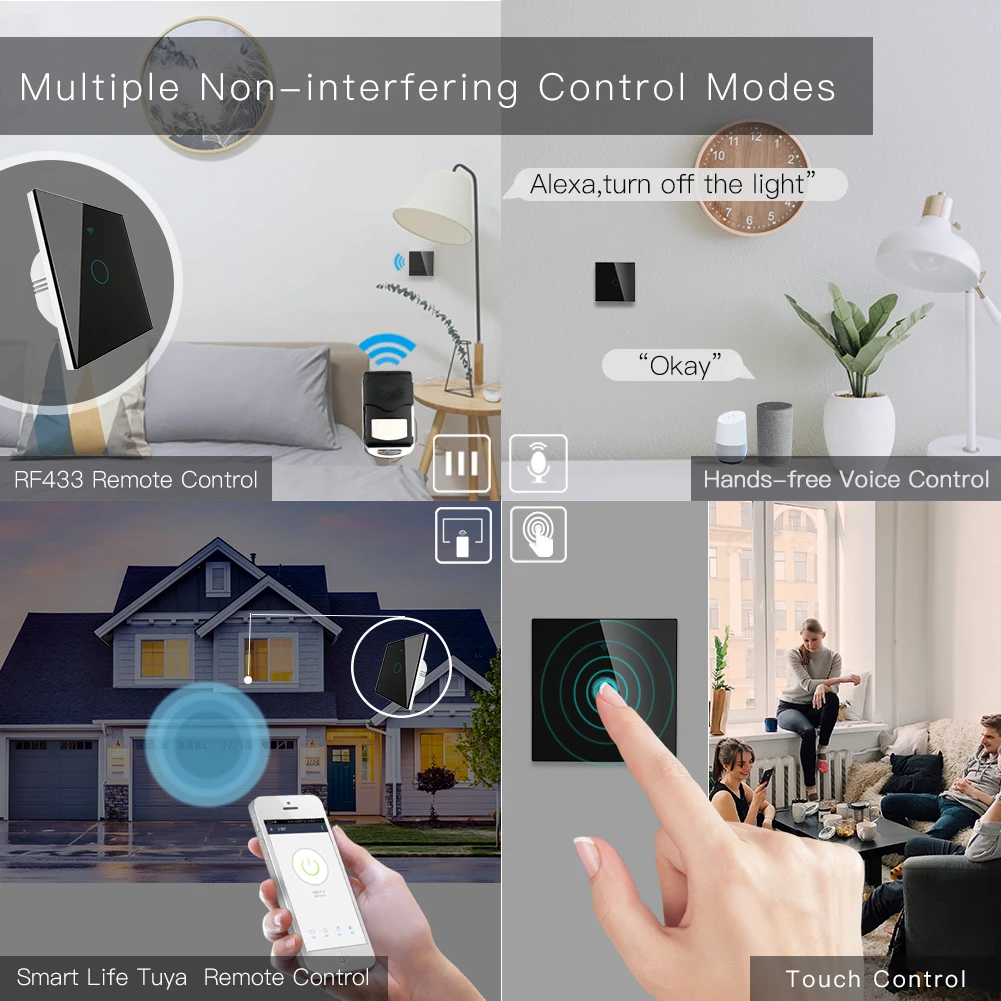 RF 433 МГц Wi-Fi дистанционный переключатель освещения приложение Smart Life Tuya Беспроводной дистанционного Управление работать с Alexa Echo Google Home черный 1/2/3