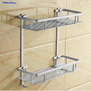 

Tlhottop Aluminum Square Bathroom Shelves Quartet toilet wall bracket Belt hook with hook Bathroom Accessories YJ-8501