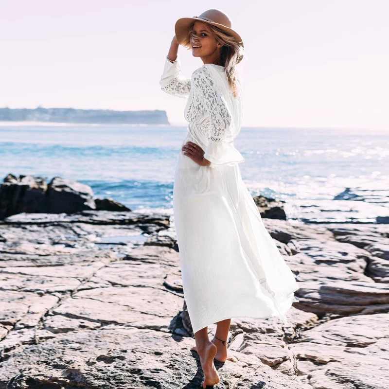 

Dresses for The Summer Beach Dress Tunic Swim Plus Size Cover Up for Bathing Suit Women Swimwear Long Sleeve Beachwear 2019