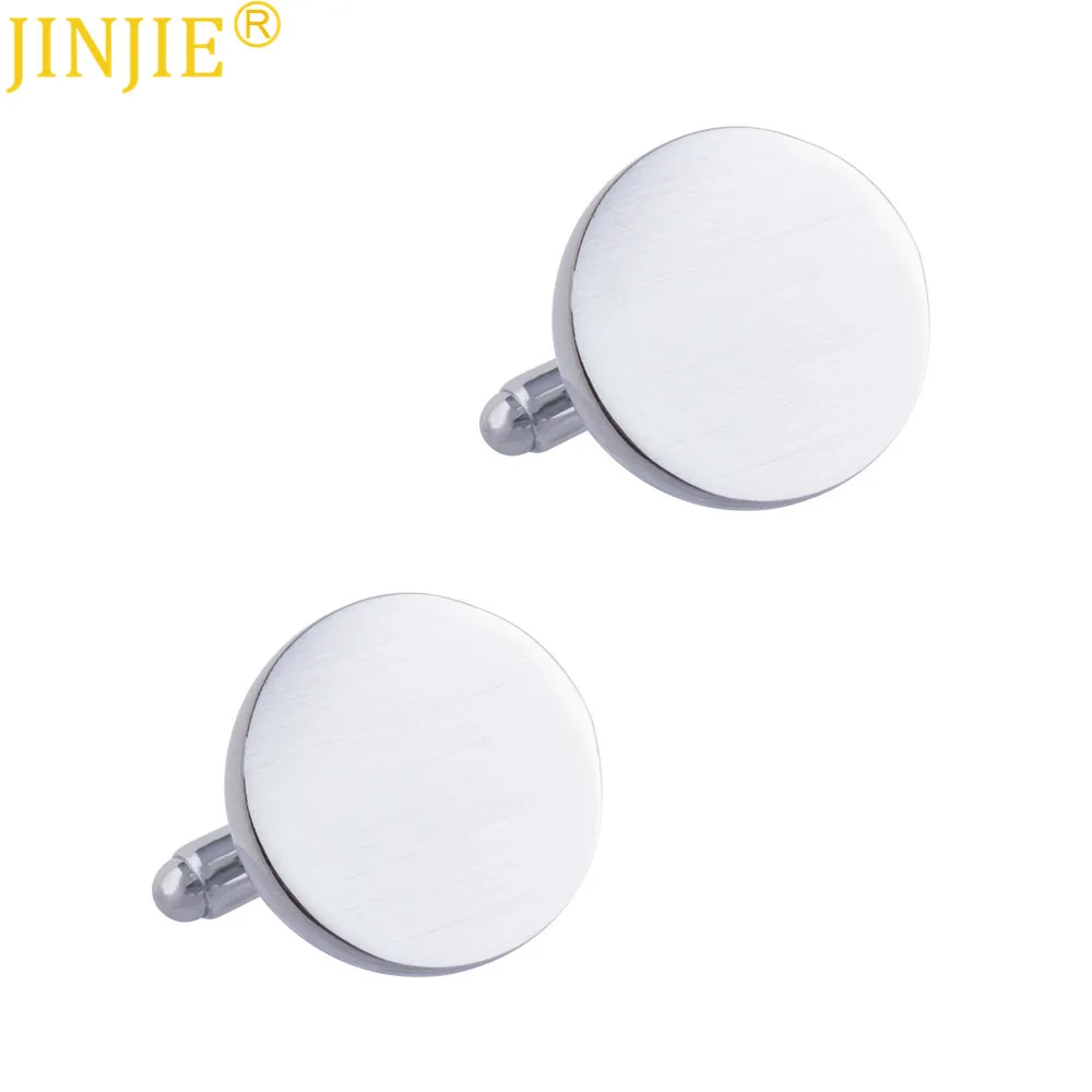 

Circle Shiny Side Brushed Metal Cuff Link Men Simple-Style French Shirt Cufflinks cuffliks