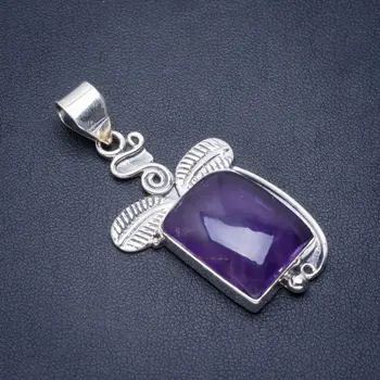 

Natural Amethyst Handmade Unique 925 Sterling Silver Pendant 2" A1570
