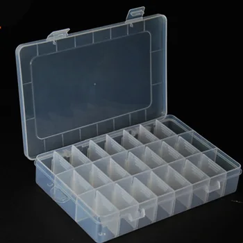 

24 Grids Slots Empty Storage Box Clear Nail Rhinestones Storage Case Organizer Jewelry Beads Container for Nail Rhinestones