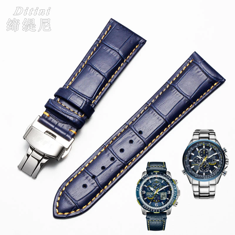 

Genuine leather bracelet Blue watch strap FOR CITIZEN20 21 22 23mm for blue angel1 2 3 JY8078 BM7400 AW0010 men watchband