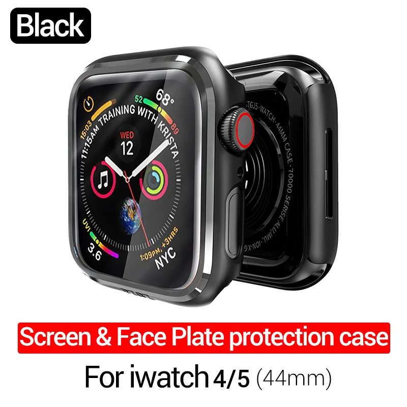 PZOZ для apple watch 4 5 защитный чехол для экрана 40 мм 44 мм мягкая Гидрогелевая пленка 3D полное покрытие для apple watch 1 2 3 часы 38 мм 42 мм - Цвет: 44 MM Black