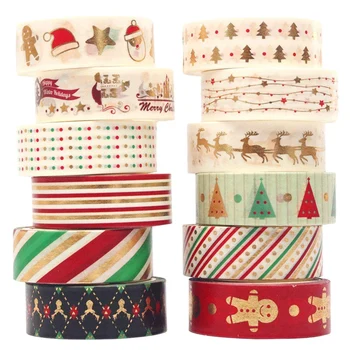 

12 Pcs Decorative Duct Tape Holiday Christmas Washi Tape Craft Decorative Kits 15mmx5M