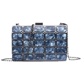 

New Acrylic Evening Bag Marble Pattern Evening Hand Clutch Stone Pattern Party Bag Messenger Bag Shoulder Bag