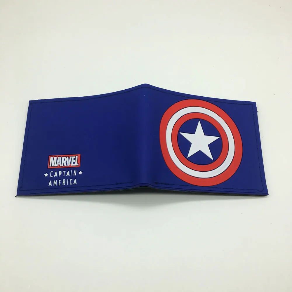 

DC Marvel Comics Animation Wallets Quality Leather Captain America Men Wallet Cartoon Series Money Bags