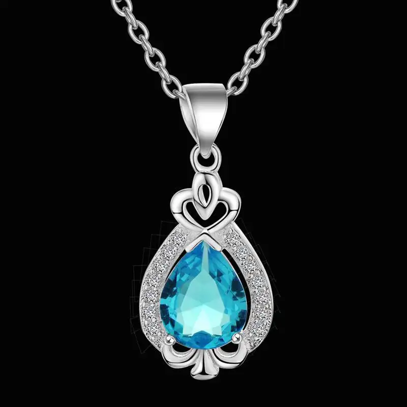 Bague Ringen, простое серебро 925, ювелирное изделие в форме капли воды, драгоценные камни, ожерелье для женщин, подвеска в форме сердца, аквамарин, изумруд