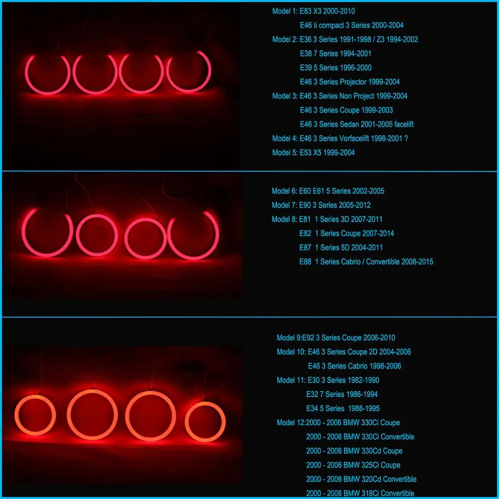 Angel Eyes Cotton Bluetooth Wireless RGB Controller Kit DRL For BMW E38 E39 E46 E90 E92 E36 E53 E60 E61 E81 E82 E83 E87 E88 led light