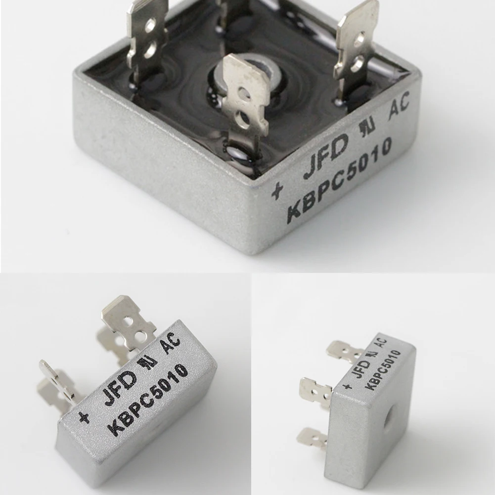 

5pcs Diode Power KBPC5010 Electrical Single Phases Module Metal Case Components Easy Install 50A 1000V Bridge Rectifier