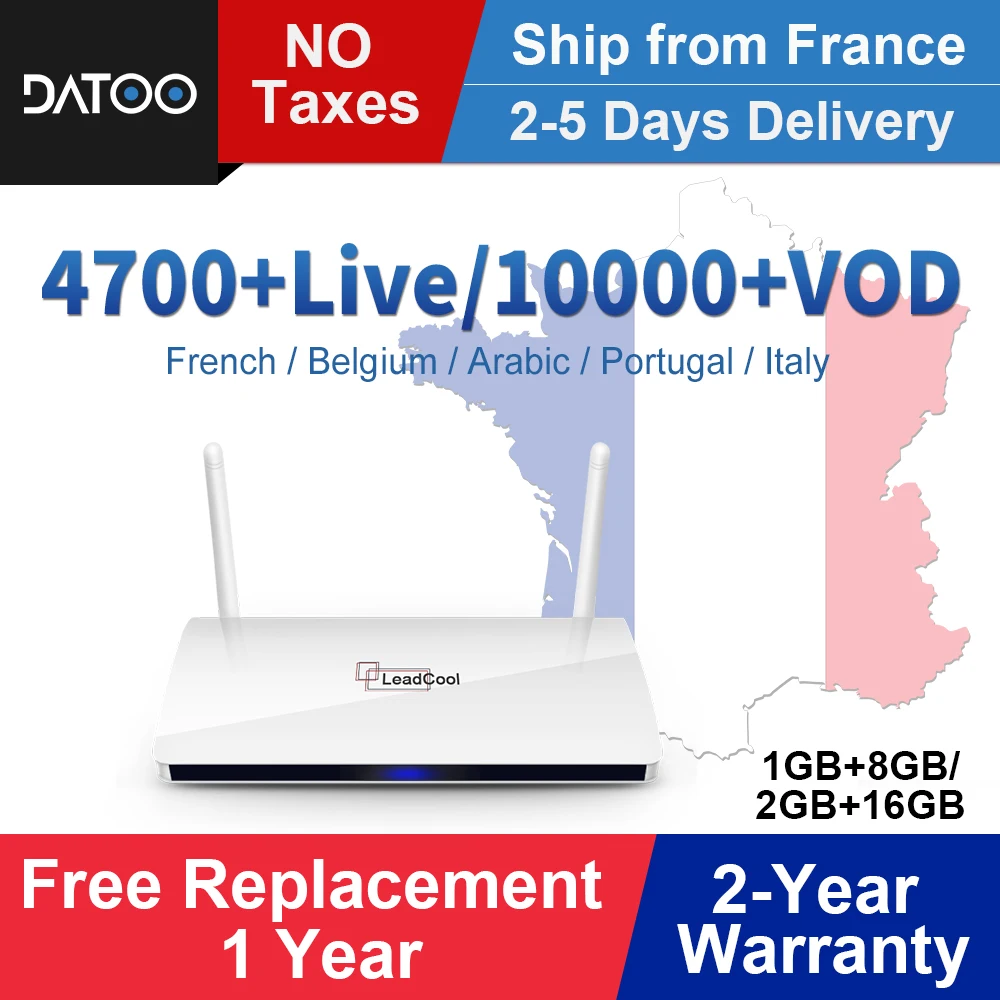 

Full HD France IPTV Leadcool Android 8.1 Tv Box Iptv French Arabic IPTV Italy Spain Portugal Turkey Germany Qatar UAE IP TV Box