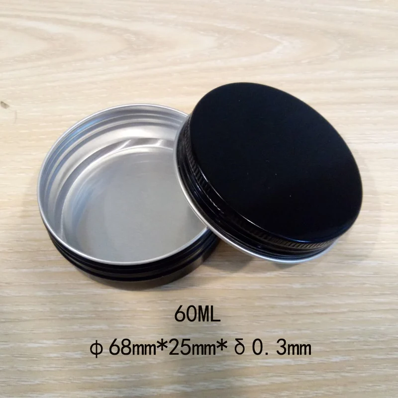 

50pcs/lot 60ml Black Cosmetic Containers Crafts Aluminum Boxs Small Storage Jars Empty Screw Top Sample Containers