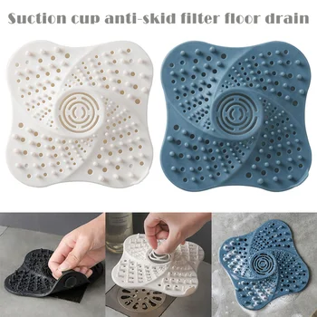 

New Hot Rubber Hair Catch Shower Drainer Flexible Bathtub Strainer with 4 Strong Suction Cups SMD66