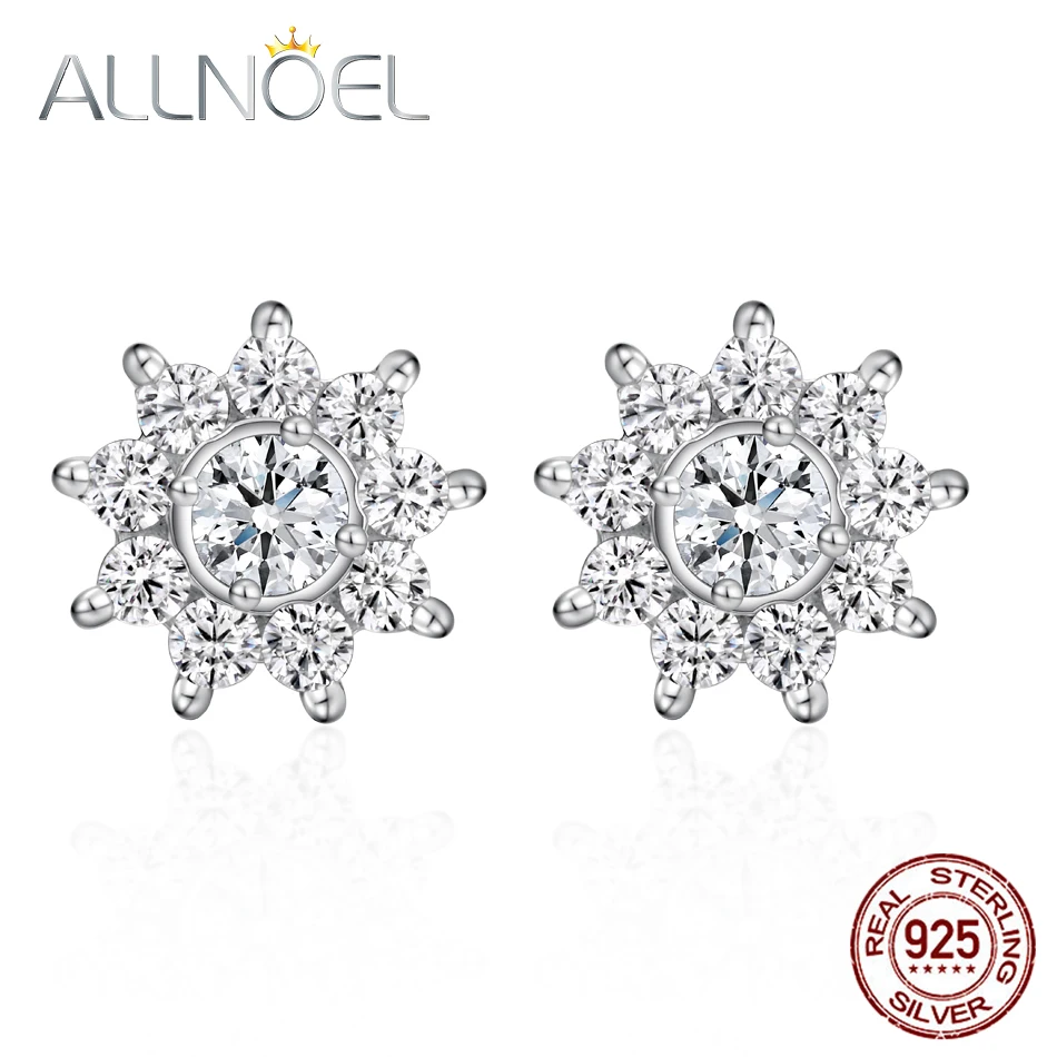 

ALLNOVEL 925 Sterling Silver Earrings For Women White Zircon Diamond Earrings Platinum Party Engagement Wedding Fine Jewelry New