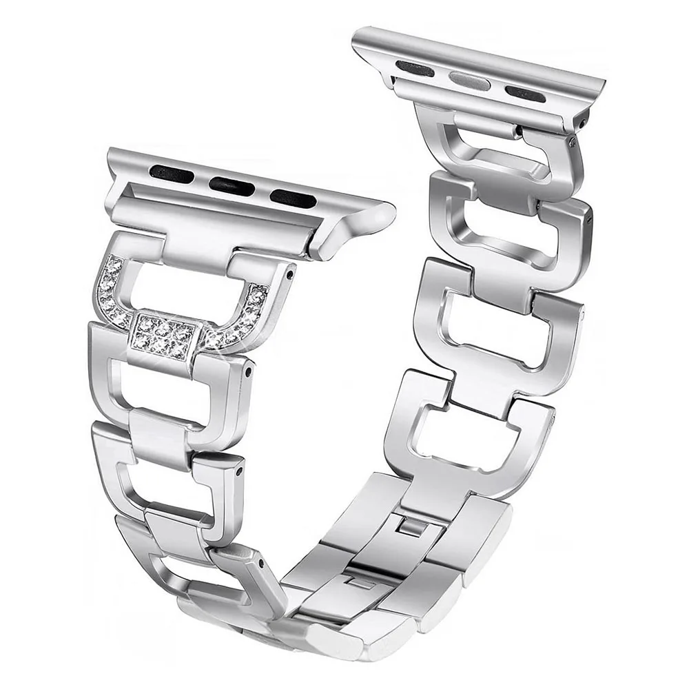 

Bracelet for Apple Watch Band Straps 38mm 41mm Bands Bling Metal Straps for Apple Watch Series 6/5/4/3/2/7 Silver