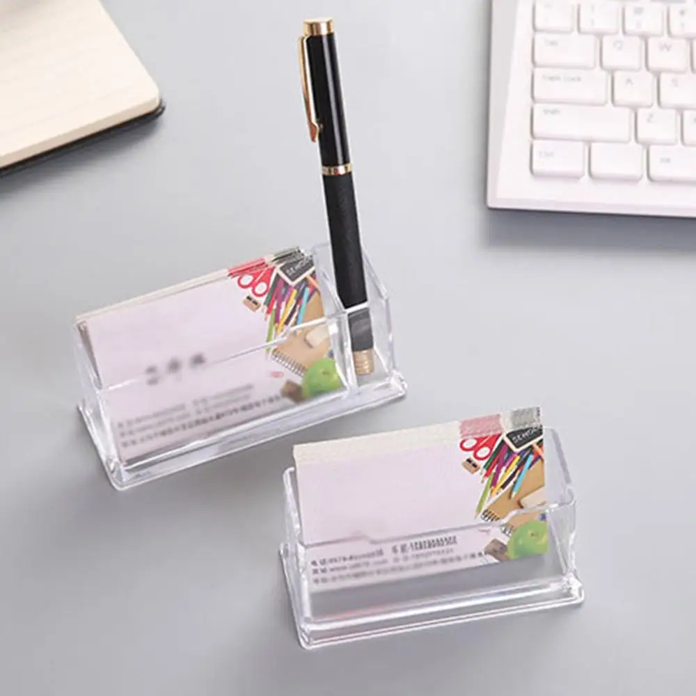 Portable Clear Business Card Holder Display Stand Desk Desktop