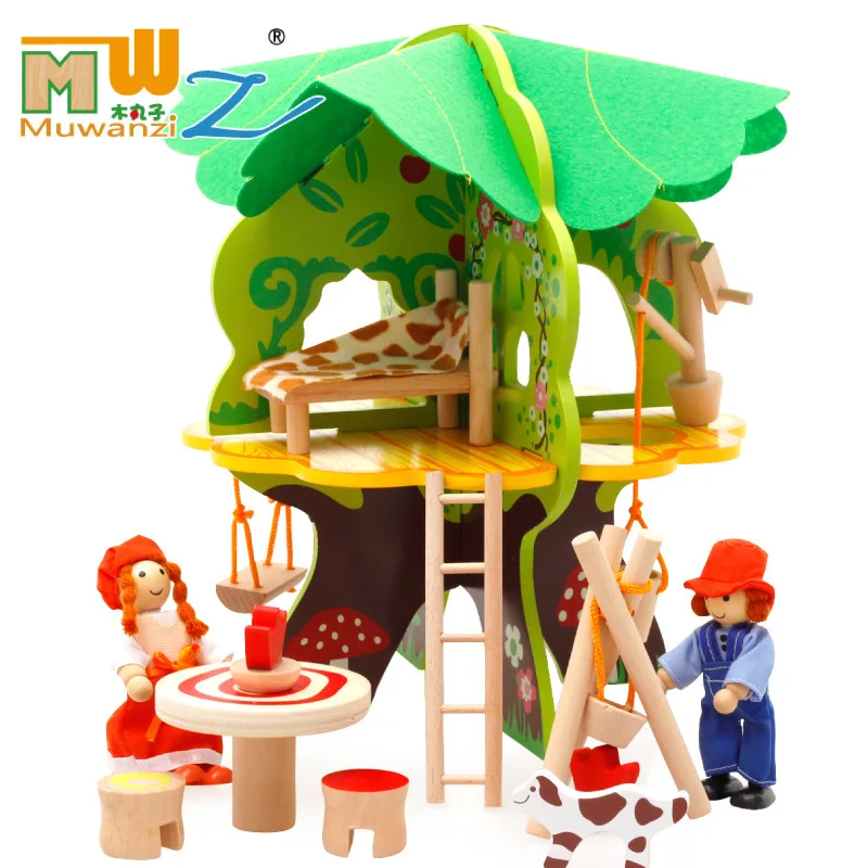 

Children Wooden DIY Villa Tree House Split Assembled Combination Model Early Childhood Educational Play House Toys