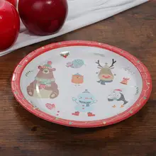 16 pçs placas de papel descartáveis adorável dos desenhos animados festa prato utensílios de mesa festa suprimentos bandejas de papel placas para festa de natal de aniversário(China)
