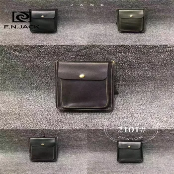 

F.N.JACK Classic Popular First Layer Imported Crazy Horse Leather Retro Trend Neutral Mobile Phone Bag Can Be Used As Waist Bag