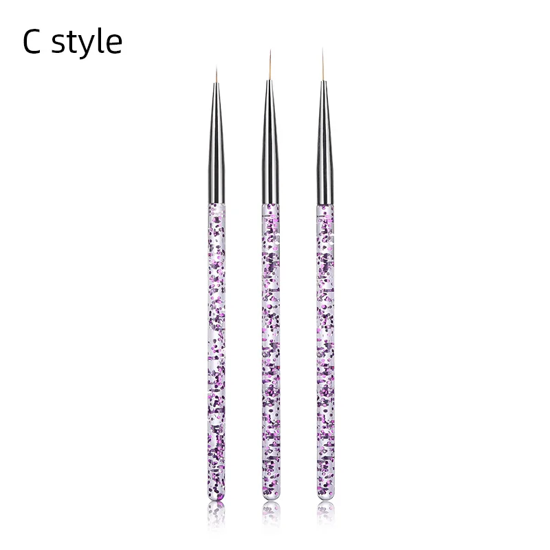 3pcs Nail Pull Pen Crystal Sequins Nail Carving Pen Nail Art Tool Manicure Accessories Nail Art& Tools Hot Sale - Цвет: C