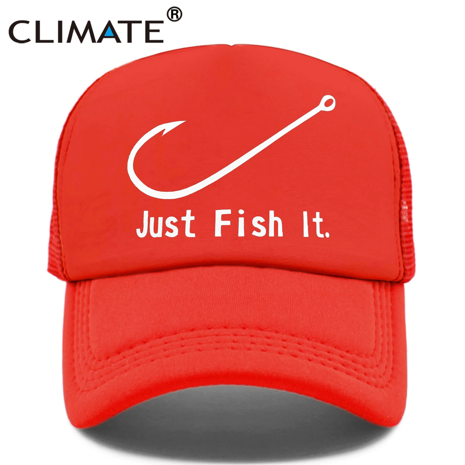 CLIMATE Fishing Cap Fish Hook Trucker Cap Just Fish It Cap Men