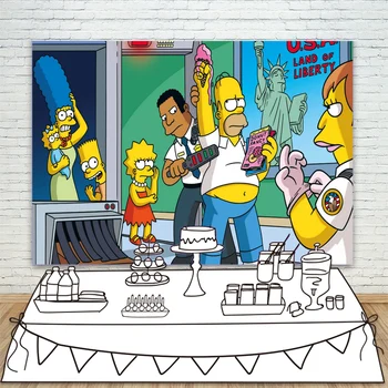 

The Simpsons Situation Comedy Photography Backdrop Background For Kids Birthday Party Decoration Photo Studio Props Photocall