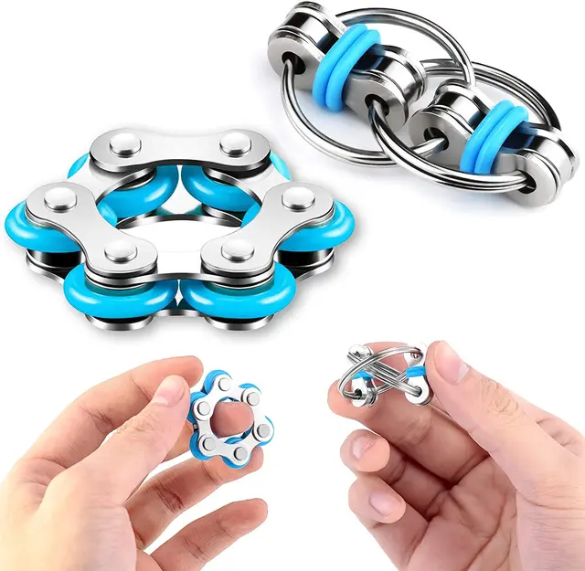 1/2pcs Anxiety Ring Bike Chain Finger Fidget Toy For Autism ADHD ADD Stress Relief in Classroom Office School Sensory Toys 1