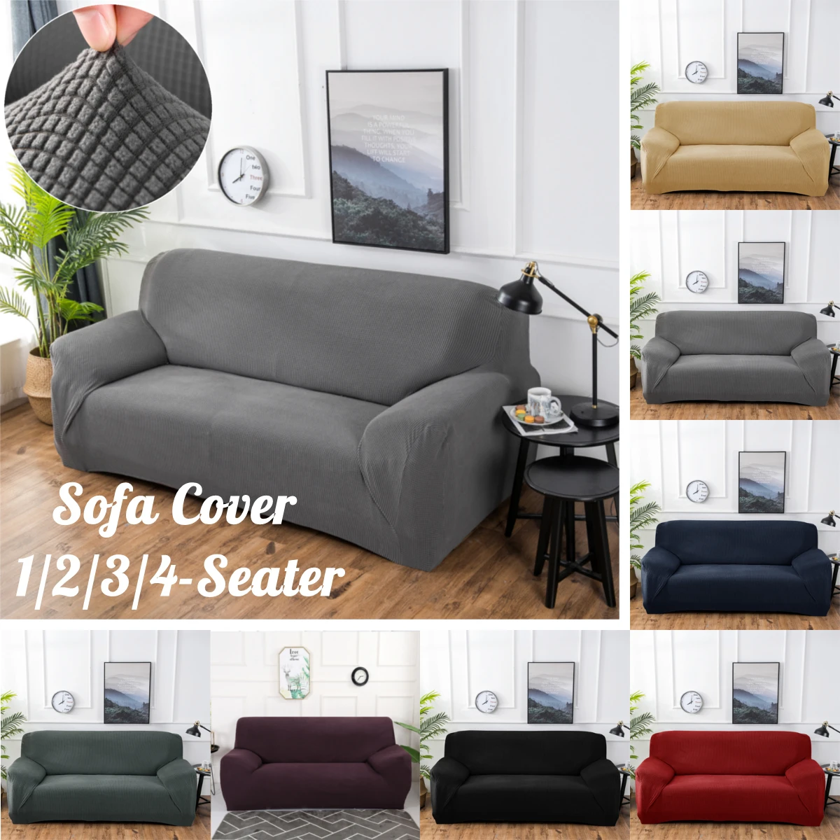 

2019 NEW Winter 1/2/3/4 Seater Thickened Elastic Stretch Slipcovers sofa cover Pillow Case Chair Cover For Living Room