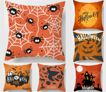 

Lulang Halloween Pillow Covers, Orange and Black Pillow Cover, Happy Halloween Sofa Bed Throw Cushion Cover Decor (18" X 18")