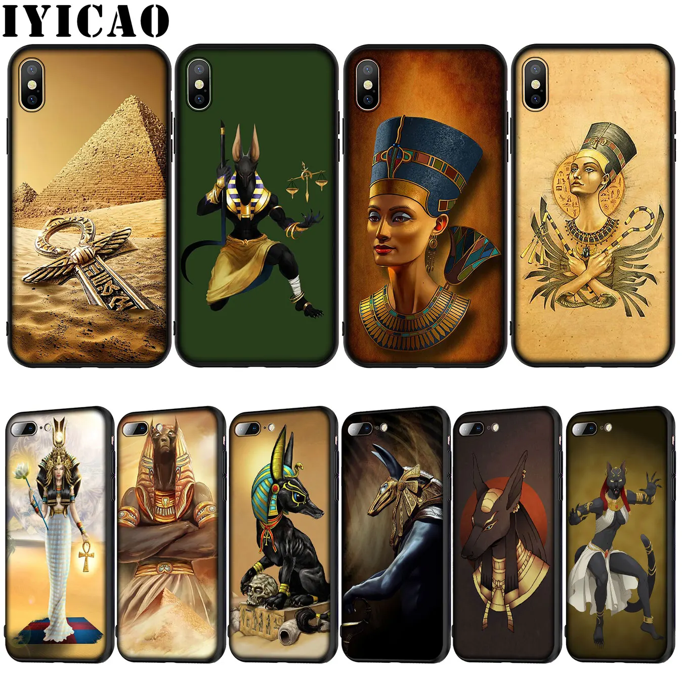 

IYICAO Egypt Nefertiti Anubis Ankh Soft Silicone Cover Case for iPhone XR X XS 11 Pro Max 10 6 6S 7 8 Plus 5 5S SE Phone Case