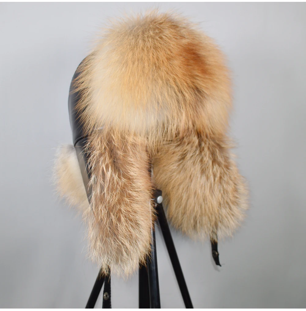 Новые мужские ветрозащитные зимние шапки-бомберы из натурального меха лисы, качественная шапка из меха енота, Мужская Роскошная шапка из натуральной овечьей кожи