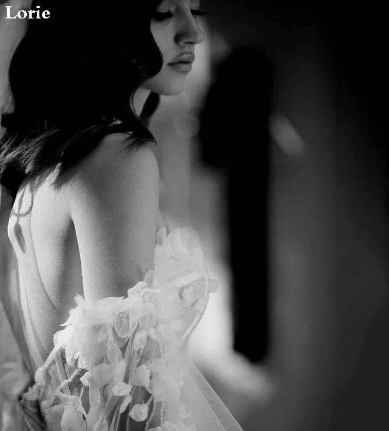 LORIE сексуальное кружевное свадебное платье с пышными рукавами милое платье невесты элегантное 3D платье с цветочным рисунком de soiree свадебные бальные платья