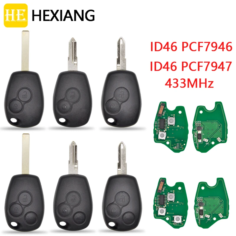 HE Xiang Car Remote Control Key For Duster Modus Clio 3 Twingo DACIA Logan Sandero Kangoo ID46 7946 7947 433Mhz Replace Key