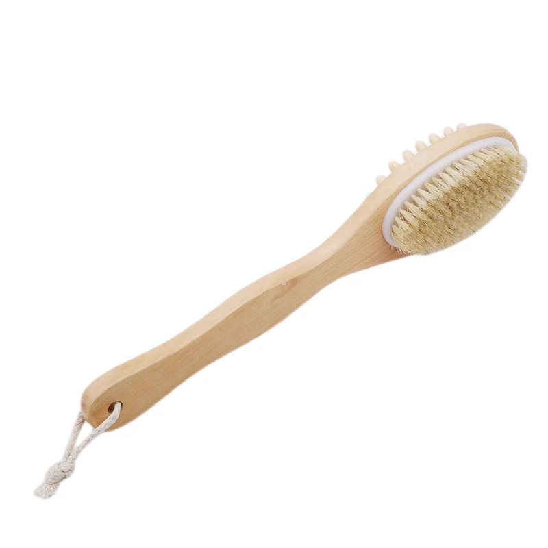 Body Brush Sided Natural Bristles Body Brush Scrubber Long Handle Wooden Spa Shower Brush Bath Massage Brushes
